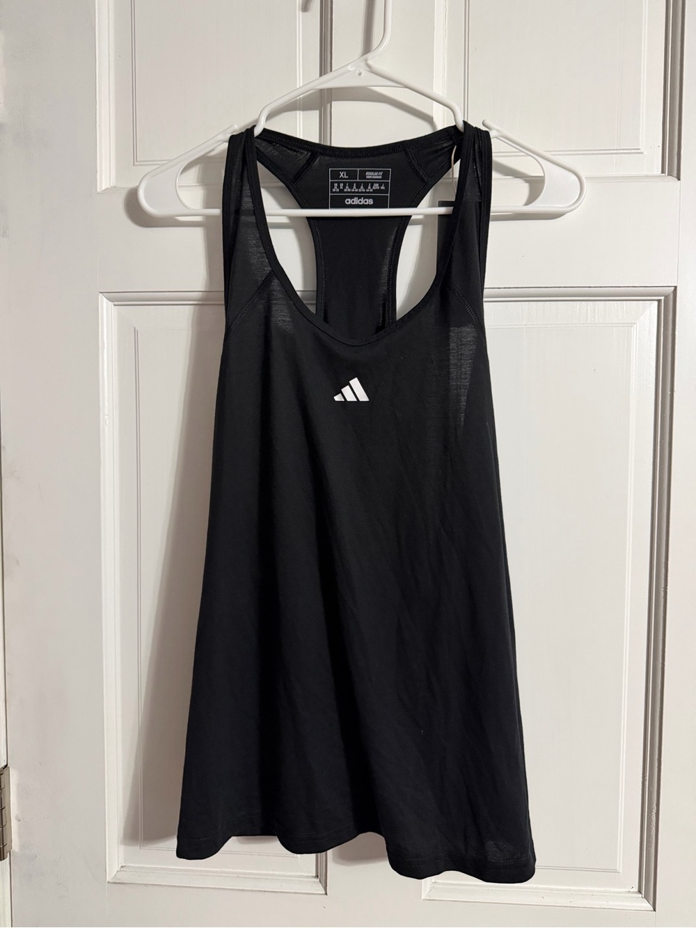 adidas Black Racerback Training Tank with White Logo